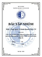 Cho ví dụ về cách thâm nhập thị trường quốc tế của một sản phẩm mà anh chị biết phân tích cách thâm nhập Đó