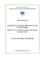 Luận văn tác Động của Đa dạng hóa Đến giá trị doanh nghiệp trong và sau khủng hoảng tài chính tại việt nam z01