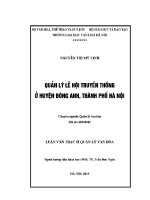 Luận văn quản lý lễ hội truyền thống Ở huyện Đông anh thành phố hà nội