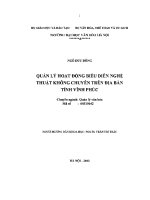 Luận văn quản lý hoạt Động biểu diễn nghệ thuật không chuyên trên Địa bàn tỉnh vĩnh phúc