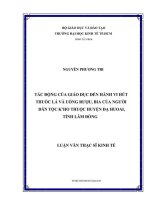 Luận văn tác Động của giáo dục Đến hành vi hút thuốc lá và uống rượu bia của người dân tộc k’ho thuộc huyện Đạ huoai tỉnh lâm Đồng  z01
