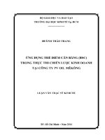 Luận văn Ứng dụng thẻ Điểm cân bằng bsc trong thực thi chiến lược kinh doanh tại công ty pv oil mêkông z01