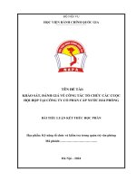 Khảo sát, đánh giá về công tác tổ chức các cuộc hội họp tại Công ty cổ phần Cấp nước Hải Phòng
