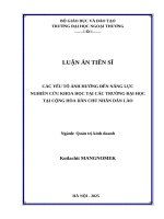 Các yếu tố ảnh hưởng đến năng lực nghiên cứu khoa học tại các trường đại học tại Cộng hòa Dân chủ Nhân dân Lào