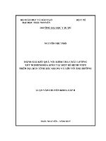 Luận văn Đánh giá kết quả nội kiểm tra chất lượng xét nghiệm hóa sinh tại một số bệnh viện trên Địa bàn tỉnh bắc giang và yếu tố Ảnh hưởng