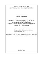 Tóm tắt: Nghiên cứu tuyển chọn và ứng dụng vi sinh vật để xử lý tồn dư thuốc bảo vệ thực vật gốc Lân hữu cơ trong đất trồng chè