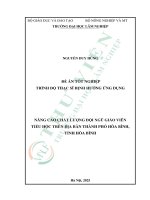 Nâng cao chất lượng Đội ngũ giáo viên tiểu học trên Địa bàn thành phố hòa bình, tỉnh hòa bình