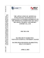 The application of artificial intelligence technology in enhancing customer experience on the shopee platform for viet nhat hoa hong trading and import  export co , ltd