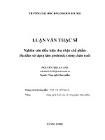 Luận văn thạc sĩ nghiên cứu Điều kiện thu nhận chế phẩm bacillus sử dụng làm probiotic trong chăn nuôi