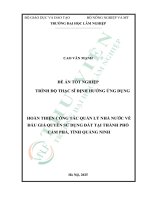 Hoàn thiện công tác quản lý nhà nước về Đấu giá quyền sử dụng Đất tại thành phố cẩm phả, tỉnh quảng ninh