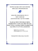 Phân tích hoạt Động marketing và Đưa ra một số giải pháp nâng cao hoạt Động marketing tại công ty cp vina logistics