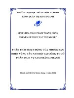 Phân tích hoạt Động của phòng ban hrbp vùng tây nam bộ tại công ty cổ phần dịch vụ giao hàng nhanh