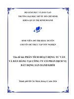 Phân tích hoạt Động tư vấn và bán hàng tại công ty cổ phần dịch vụ bất Động sản danh khôi