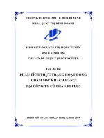 Phân tích thực trạng hoạt Động chăm sóc khách hàng tại công ty cổ phần replus