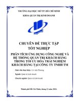 Phân tích Ứng dụng công nghệ và hệ thống quản trị khách hàng trong tối Ưu hóa trải nghiệm khách hàng tại công ty tnhh tm