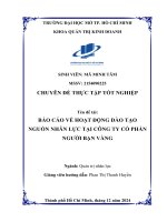 Báo cáo về hoạt Động Đào tạo nguồn nhân lực tại công ty cổ phần người bạn vàng