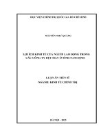 Lợi ích kinh tế của người lao động trong các công ty dệt may ở tỉnh Nam Định