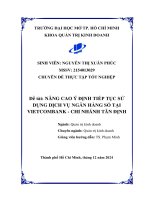 Nâng cao Ý Định tiếp tục sử dụng dịch vụ ngân hàng số tại vietcombank   chi nhánh tân Định