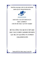 Công tác quản lý dữ liệu Đầu vào và phúc lợi Đối với nhân lực dự Án tại công ty cổ phần le&associates