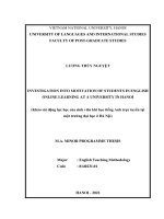 04051001878 investigation into motivation of students in english online learning at a university in hanoi = khảo sát Động lực học của sinh viên khi học tiếng anh trực tuyến tại một trường Đại học Ở hà nội