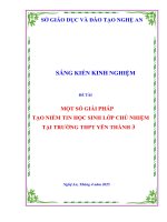 Skkn một số giải pháp tạo niềm tin học sinh lớp chủ nhiệm tại trường thpt yên thành 3