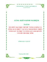 Skkn tổ chức dạy học chủ Đề năng lượng và công suất Điện vật lí 11 nhằm phát triển năng lực tự học và năng lực giải quyết vấn Đề cho học sinh