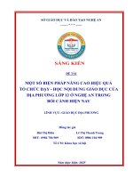 Skkn một số biện pháp nâng cao hiệu quả tổ chức dạy   học nội dung giáo dục của Địa phương lớp 12 Ở nghệ an trong bối cảnh hiện nay