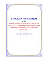 Skkn một số giải pháp phát triển kỹ năng tư duy sáng tạo và khởi nghiệp, góp phần Định hướng nghề nghiệp cho học sinh trường thpt quỳnh lưu 4