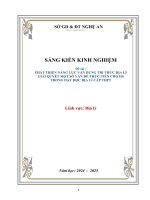 Skkn phát triển năng lực vận dụng tri thức Địa lí giải quyết một số vấn Đề thực tiễn cho hs trong dạy học Địa lí cấp thpt