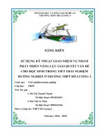 Skkn sử dụng kỹ thuật giao nhệm vụ nhằm phát triển năng lực giải quyết vấn Đề cho học sinh trong tiết trải nghiệm hướng nghiệp Ở trường thpt Đô lương 3
