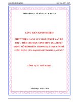 Skkn phát triển năng lực giải quyết vấn Đề thực tiễn cho học sinh thpt qua hoạt Động mô hình hóa trong dạy học chủ Đề Ứng dụng của Đạo hàm tìm gtln, gtnn