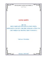 Skkn phát triển kĩ năng quản lí bản thân, kiểm soát cảm xúc cho học sinh qua công tác chủ nhiệm tại trường thpt nam Đàn 2