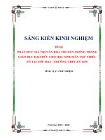 Skkn phát huy giá trị văn hóa truyền thống trong giáo dục Đạo Đức cho học sinh dân tộc thiểu số tại lớp 10a2   trường thpt kỳ sơn