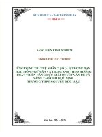 Skkn Ứng dụng trí tuệ nhân tạo (a i) trong dạy học môn ngữ văn và tiếng anh theo hướng phát triển năng lực giải quyết vấn Đề và sáng tạo cho học sinh trường thpt nguyễn Đức mậu