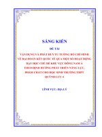 Skkn vận dụng và phát huy tư tưởng hồ chí minh về Đại Đoàn kết quốc tế qua một số hoạt Động dạy học chủ Đề khu vực Đông nam Á theo Định hướng phát triển năng lực, phẩm chất cho học sinh trường thpt quỳnh lưu 4