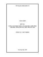 Skkn nâng cao nhận thức về giáodụcgiới tínhcho học sinh trường thpt hoàngmai