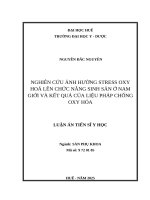 Nghiên cứu ảnh hưởng stress oxy hóa lên chức năng sinh sản ở nam giới và kết quả của liệu pháp chống oxy hóa