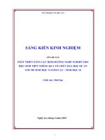 Skkn phát triển năng lực Định hướng nghề nghiếp cho học sinh thpt thông qua tổ chức dạy học dự Án chủ Đề sinh học vi sinh vật – sinh học 10