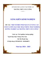 Skkn một số biện pháp quản lí nâng cao chất lượng dạy học hoạt Động trải nghiệm, hướng nghiệp tại trường thpt con cuông