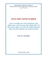 Skkn nâng cao hiệu quả tiết sinh hoạt lớp thông qua việc Đa dạng hóa hình thức tổ chức hoạt Động tại lớp chủ nhiệm trường thpt nguyễn trường tộ   hưng nguyên