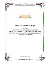 Skkn thiết kế chuỗi chủ Đề ngoại khóa nhằm rèn luyện kỹ năng sống cho học sinh lớp chủ nhiệm tại trường thpt yên thành 3
