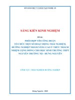 Skkn phối hợp với công Đoàn tổ chức một số hoạt Động trải nghiệm, hướng nghiệp nhằm nâng cao Ý thức trách nhiệm cộng Đồng cho học sinh trường thpt nguyễn trường tộ   hưng nguyên