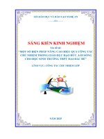 Skkn một số biện pháp nâng cao hiệu quả công tác chủ nhiệm trong giáo dục Đạo Đức, lối sống cho học sinh trường thpt mai hắc Đế