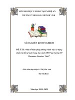 Skkn một số biện pháp phòng tránh việc sử dụng thuốc lá thế hệ mới trong học sinh thpt tại trường pt hermann gmeiner vinh