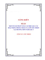 Skkn một số giải pháp nâng cao hiệu quả các hoạt Động phong trào của lớp chủ nhiệm tại trường thpt nghi lộc 5