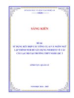 Skkn sử dụng kết hợp các công cụ ai và ngôn ngữ lập trình web Để xây dựng website về các câu lạc bộ tại trƣờng thpt nghi lộc 3