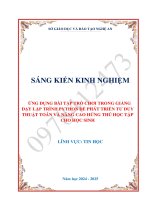 Skkn Ứng dụng bài tập trò chơi trong giảng dạy lập trình python Để phát triển tư duy thuật toán và nâng cao hứng thú học tập cho học sinh