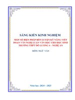 Skkn một số biện pháp rèn luyện kỹ năng viết Đoạn văn nghị luận văn học cho học sinh trường thpt Đô lương 4 – nghệ an