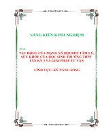 Skkn tác Động của mạng xã hội Đến tâm lý, sức khỏe của học sinh trường thpt tân kỳ 3 và giải pháp tư vấn
