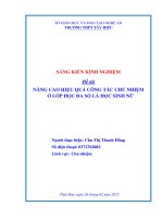 Skkn nâng cao hiệu quả công tác chủ nhiệm Ở lớp học Đa số là học sinh nữ